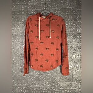 Alpha Beta Bulldog Orange Long Sleeved Hooded Hoodie Shirt Size Small